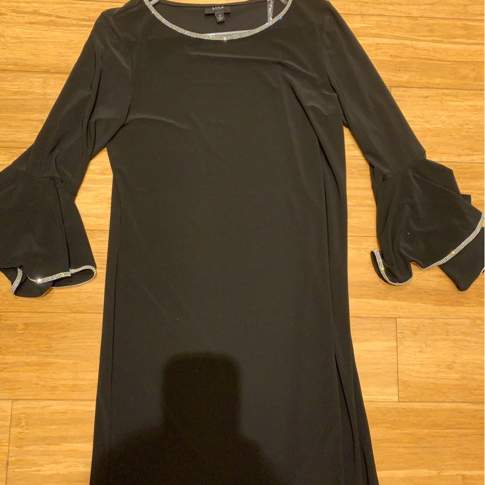 Rhinestone-Trim Bell-Sleeve Dress